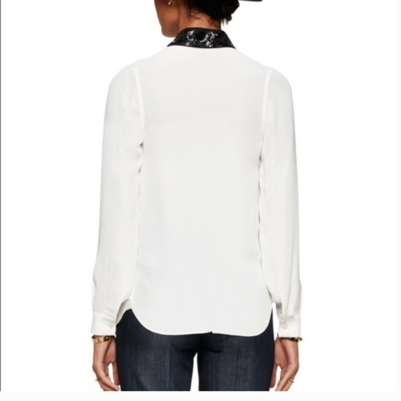 Kate spade white blouse black sequin collar m nwot - Picture 2 of 4